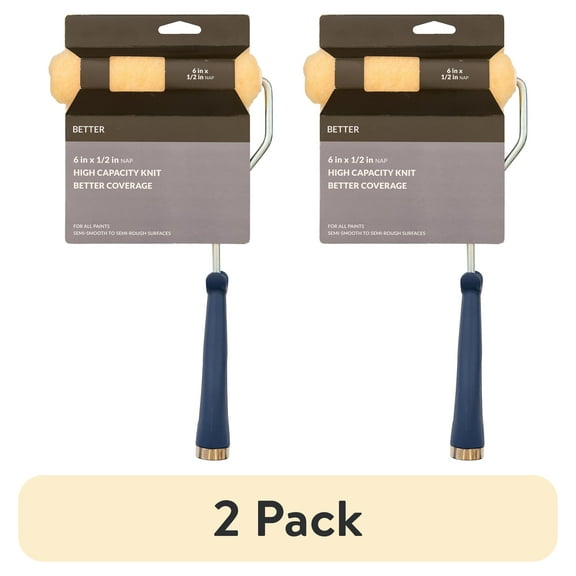 (2 pack) BETTER 6 in x 1/2 in nap High Density Knit Paint Mini Roller with Frame