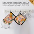thumbnail image 4 of Yayeee Oven Mitts and Pot Holder Set of 4 Heat Resistant Kitchen Gloves Baking Hot Pad, Orange Cityscape Painting, 4 of 5