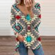 thumbnail image 2 of Tops Para Mujer Camisas de Manga Larga Moda de Otoño Blusa Con Estampado de Cuello en V Cremallera Otoño Causal Pullover Odeerbi  ODB148409, 2 of 5
