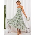 thumbnail image 2 of Vestido largo GRACE KARIN elegante con estampado floral escalonado en gasa verde, 2 of 4