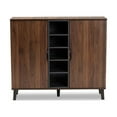 thumbnail image 4 of Baxton Studio Idina Mid-Century Modern Two-Tone Walnut Brown and Grey Finished Wood 2-Door Shoe Cabinet, 4 of 7