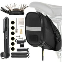 ECOLIVIZIT Bike Saddlebag Repair Kit and Tools - on the Go Bike Bag and Emergency Repair Kit with 16-in-1 Bike Multi-Tools, Bike Pump, Tire Levers, Glue-Free Tires, Bike Valve
