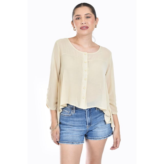 Blusa con abertura en espalda Roman Fashion /Juvenil, 8036 (Hueso) beige G
