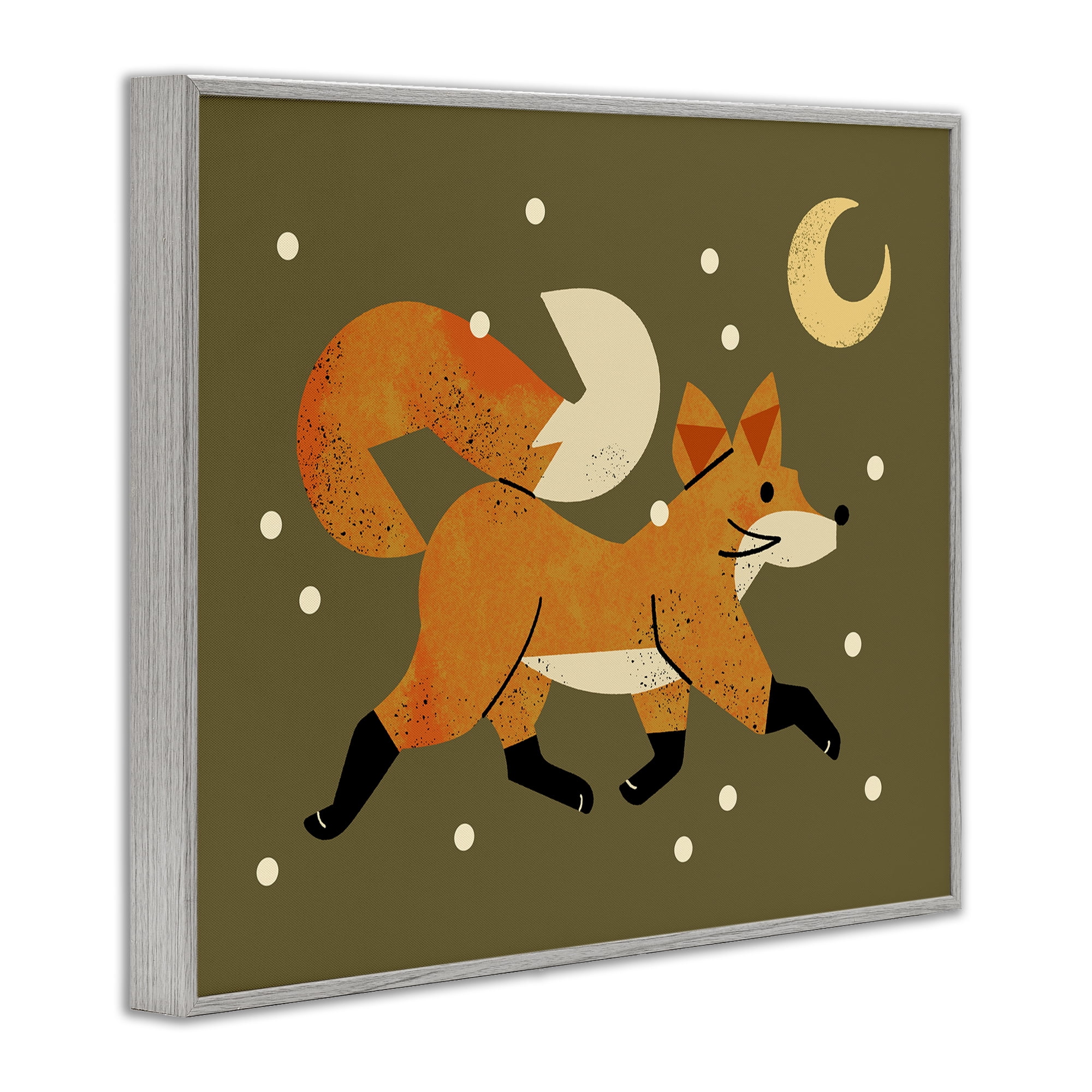 Stupell Industries Wandering Winter Fox Gray Framed Giclee Art, design by Renea L. Thull