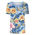 thumbnail image 6 of Busydd T Shirts for Women 2026 Printed Crew Neck Short Sleeve Summer Tops Slim Fit Casual Basic Tee Fashion Breathable Soft Stretchy Top for Daily #01Sky Blue XL, 6 of 6