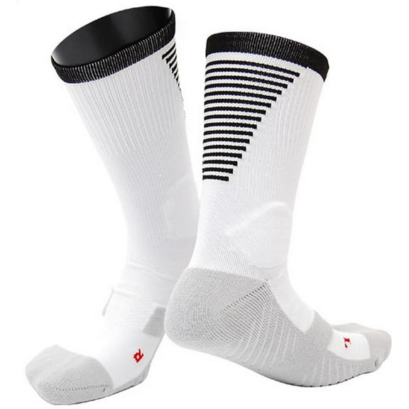 Lian LifeStyle Big Boy's 1 Pair High Crew Athletic Sports Socks Size L/XL XL0028-09White w/Black Strip