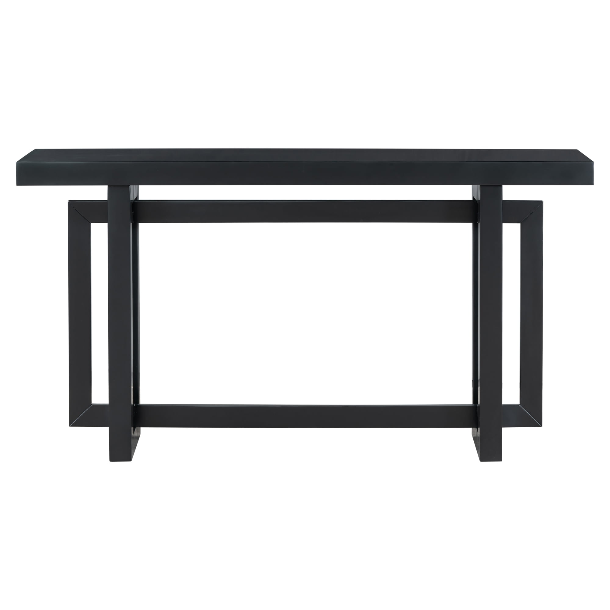 Noble House 59.1" Painted Entryway Table,Pine Veneer Triple Rectangle Design Console with Thick Pine Legs,Extra Long,Black