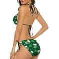 thumbnail image 3 of NICKSUN Ensemble Bikini Imprimé Trèfle Vert pour Femmes, Maillots de Bain 2 Pcs String Licou Triangle, 3 of 6