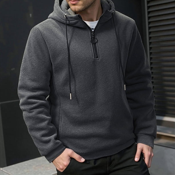 Sudadera con capucha para hombre, de colores sólidos, informal, con cremallera, sudadera con capucha, manga larga, bolsillo, sudadera deportiva, blusa de poliéster para hombre