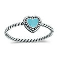 thumbnail image 2 of Petite Dainty Heart Promise Ring Band Turquoise Oxidized 925 Sterling Silver Size 6, 2 of 6