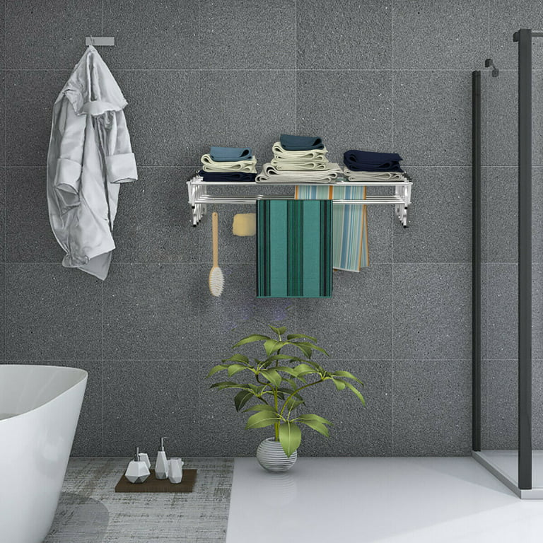 Stainless Wall Mounted Expandable Clothes Drying Towel Rack - Costway