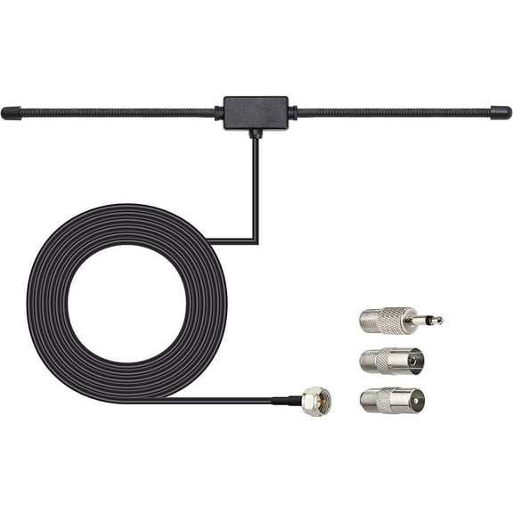 Eightwood FM Radio Antenna FM Antenna FM Dipole Antenna Indoor 10ft/3m RG174 Coaxial F-Type Plug Connector