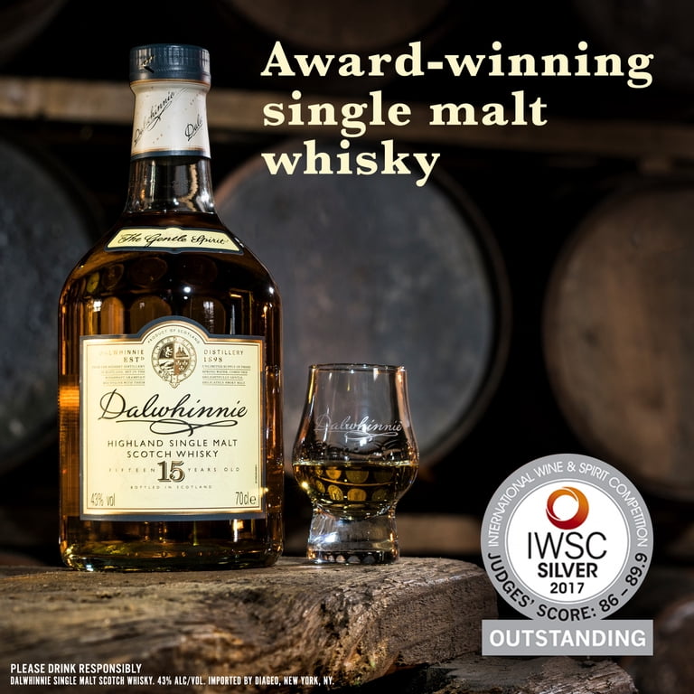 Dalwhinnie 15 Year Old Single Malt Scotch Whisky, 750 mL, 43% ABV