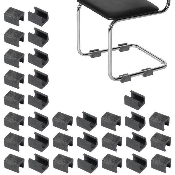 32pcs Tapas de patas de silla en U, Protectores de piso en forma de U de 15 mm para patas de silla, Cubiertas de almohadillas de patas de silla