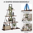 thumbnail image 7 of 4-Tier Ladder Bookshelf, Versatile A-Shaped Bookcase, Tall Ladder Shelf Storage Organizer, Industrial Metal Frame Ladder Display Shelf for Living Room, Home Office, 7 of 7