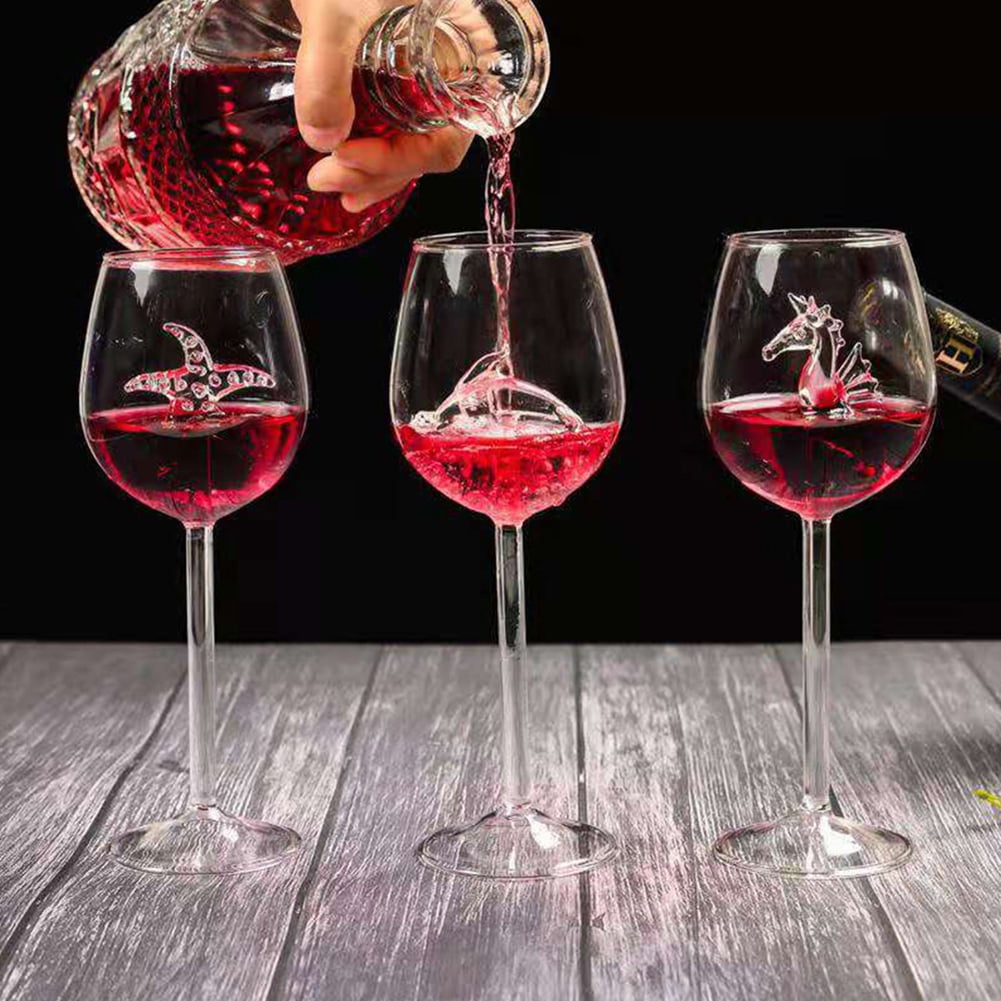 Factorys 2PC Original Shark Red Wine Glasses,Home Red Wine Cup Botella de Vino Crystal Flautas Glass para degustación de vinos,Fiestas,cumpleaños,Aniversario o Regalos de Boda