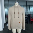 thumbnail image 4 of Yutgune Men's Cable Knit Pullover Hoodie, Textured Long Sleeve Hooded Sweater with Drawstring and Kangaroo Pocket, 4 of 7