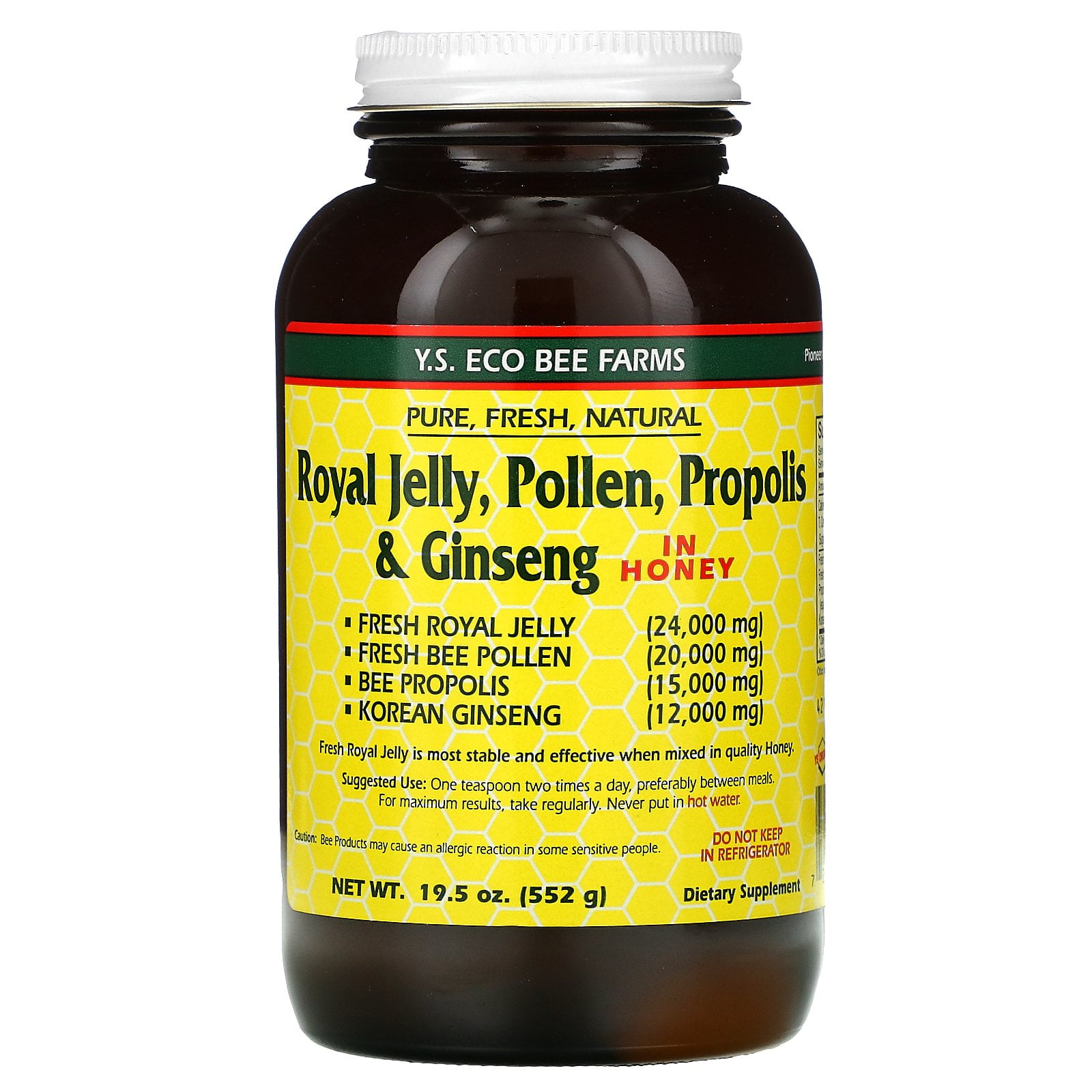Royal Jelly, Pollen, Propolis & Ginseng, In Honey, 19.5 oz (552 g), Y.S