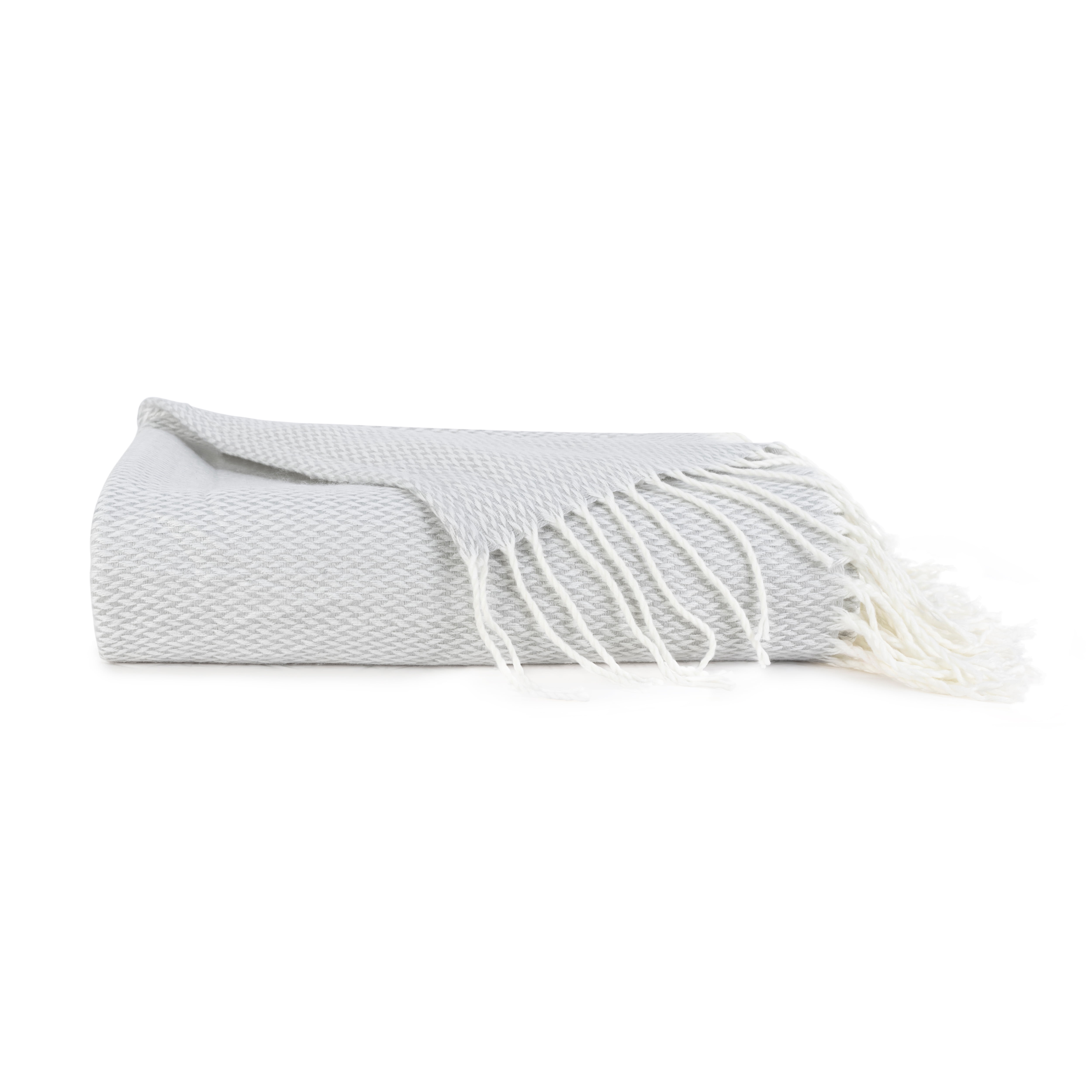 Noble Linens Light Gray Herringbone Throw Blanket, 50" x 60"