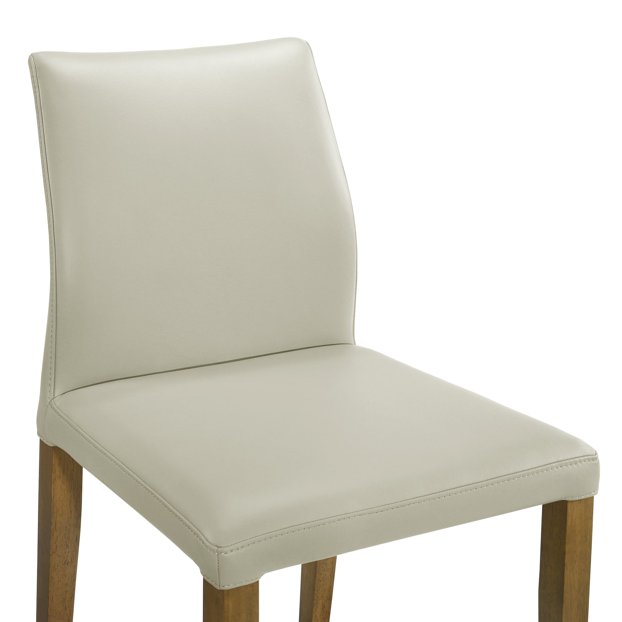 Elyza Full Back Top Grain Leather Upholstered Wood Dining Chairs in Grey - Set of 2