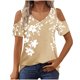 thumbnail image 3 of Algodón Fuera Del Hombro Tops para las Mujeres Blusas de Impresión de Manga Corta Cuello en V Top de Moda, Blusa de Verano Casual, 3 of 7