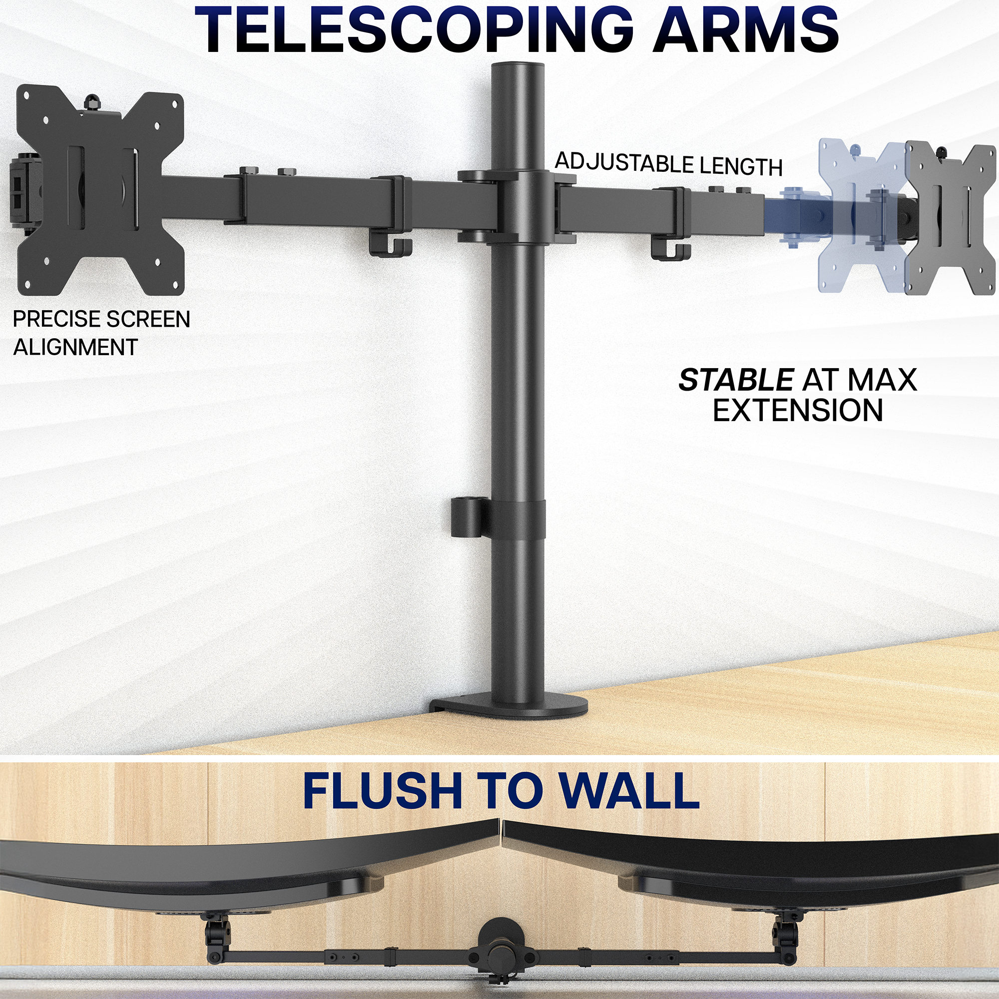 VIVO Telescoping Dual 21" to 32" Monitor Mount, Heavy Duty Desk Stand