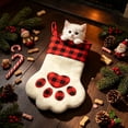 thumbnail image 5 of Ratfeit Christmas Paw Shaped Pet Stocking, 15.3-Inch, Red Black Buffalo Plaid, With Hanging Loop, Holiday Mantel Decor, Pet Treat Gift Bag for Puppy Kitten, 5 of 8