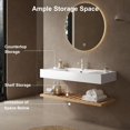 thumbnail image 5 of 48"Floating Vanity Bathroom with White Acrylic Integrated Sink Combo, Wall Mounted Bathroom Storage Cabinet Set with Walnut Open Shelf Layer, Without Faucet, 5 of 6
