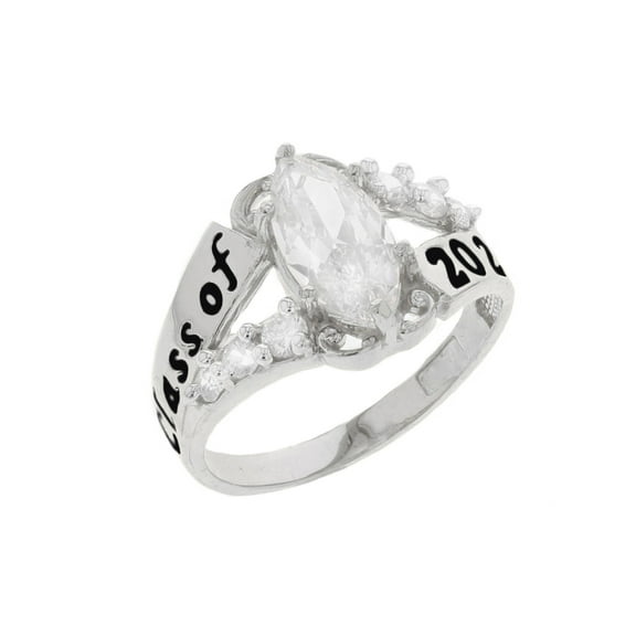 JackAni 14k Gold White CZ April Birthstone 2026 Class Graduation Ring - Size 5.00