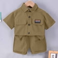 thumbnail image 2 of Fesfesfes Boys Hawaiian Outfit Summer Toddler Kids Baby Boys' Set Casual Solid Shirt Short Sleeve Shorts Suit 18-24 Months, 2 of 9