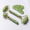 thumbnail image 3 of Rodillo masajeador Facial 3 en 1, Kit de tablero Guasha, doble cabezal, piedra de Jade, Estiramiento Facial, relajación de la piel, herramienta de belleza adelgazante Gua Sha, 3 of 5