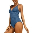 thumbnail image 5 of BeautyIn Women V Neck One Piece Swimsuits Double Strappy Monokini Bathing Suits, 5 of 7