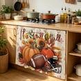 thumbnail image 6 of Pumpkin Football Fall Cabinet Curtain 35"Wx35"L,Dustproof Under Sink Skirt W/ Self Adhesive Tape,Thanksgiving Sunflower Maple Beige Cabinet Curtain Cover for Kitchen Sink,Bathroom Vanity,Laundry Room, 6 of 9