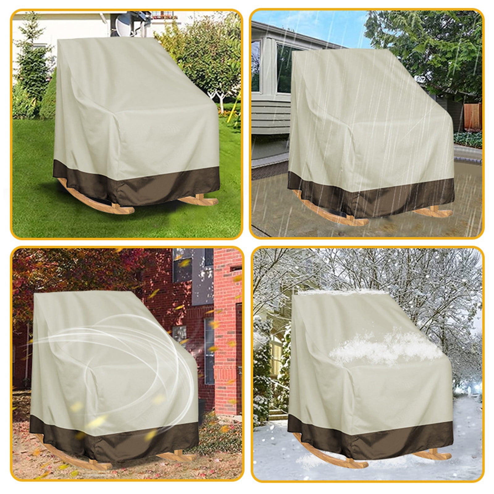 Waterproof Outdoor Rocking Chair Cover, Dustproof Garden Furniture Protector for Patio Stool, Adjustable Straps (70x83x99cm)
