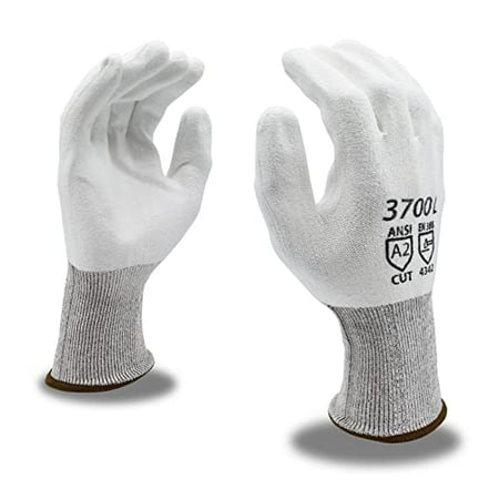 

10-Pack of Cordova 3700XS Premium Work Gloves White 13-Gauge HPPE Shell White Polyurethane Palm Coating ANSI Cut Level A2 X-Small