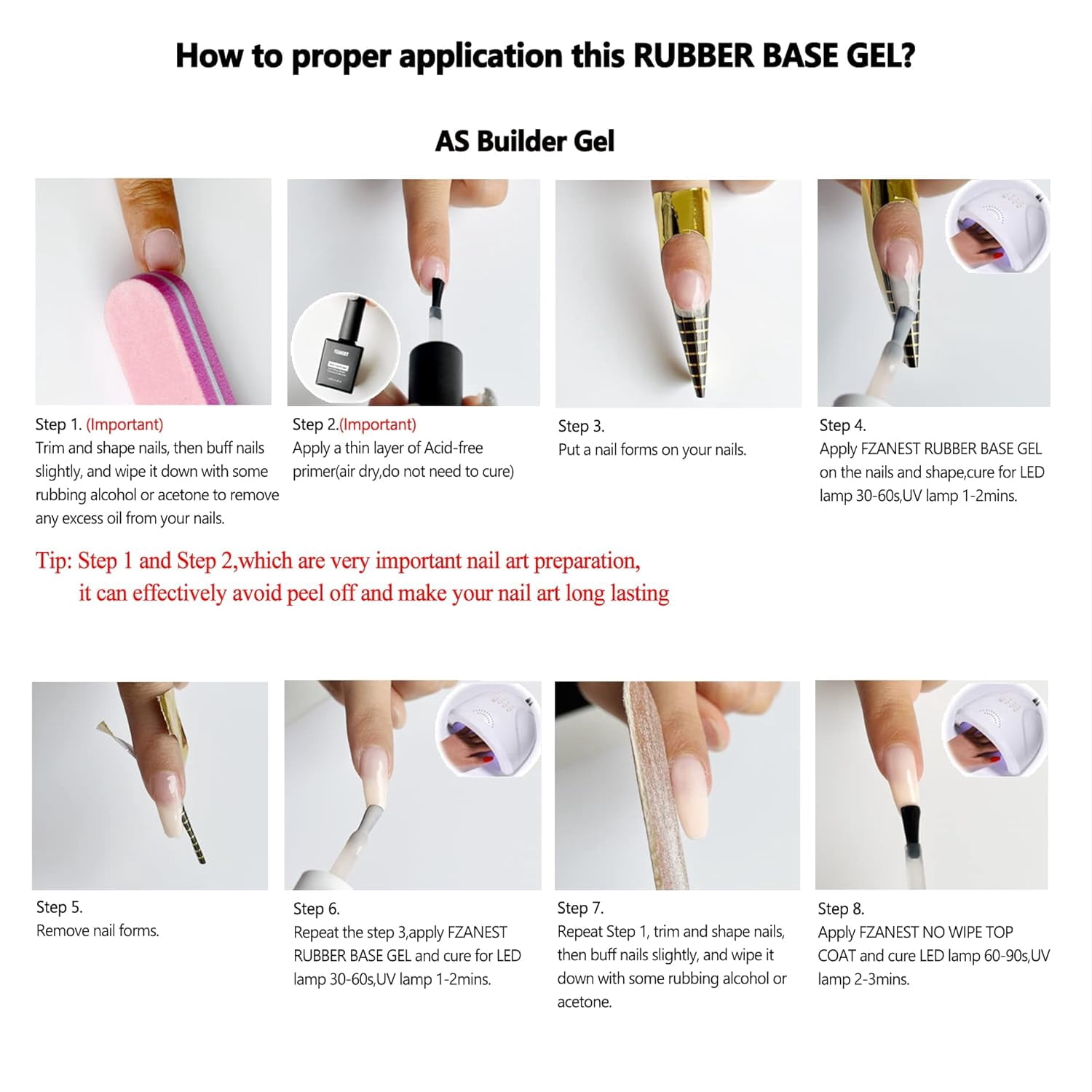 FZANEST Nude Rubber Base Gel Nail Polish, Builder in a Bottle Nail Strengthener Gel, Self-level Extension Fiber Gel, UV LED Base Coat