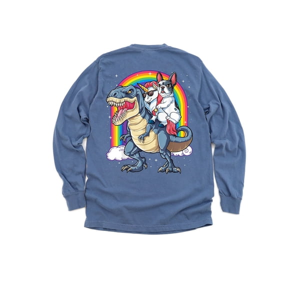 Squishy Faces TRex Frenchie Long Sleeve Shirt - Medium