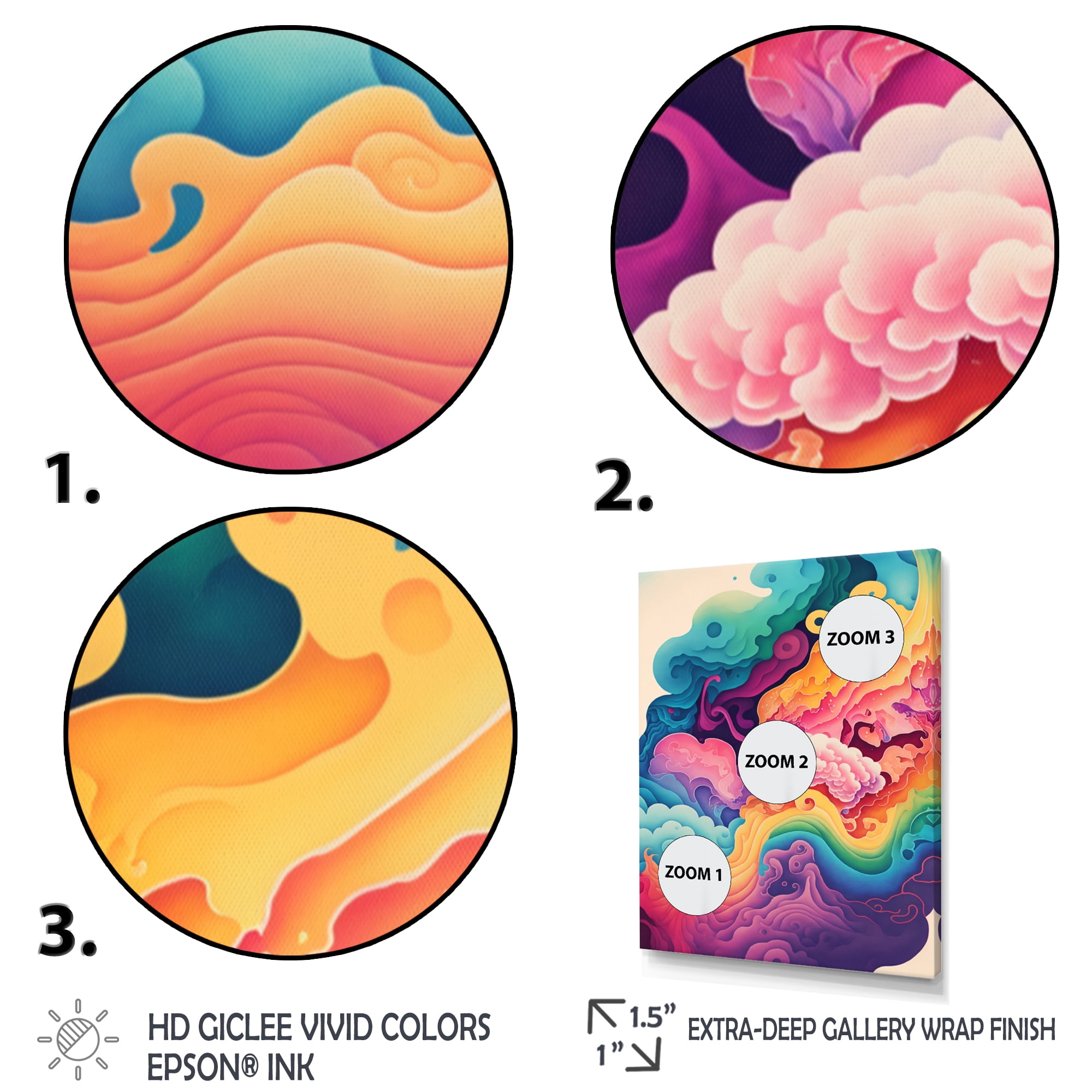 Designart Multicolor Swirly Clouds VI Canvas Wall Art