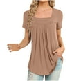 thumbnail image 2 of Alllist Square Neckline Women Tops Short Sleeve Solid T-Shirts Women Blouses, 2 of 5