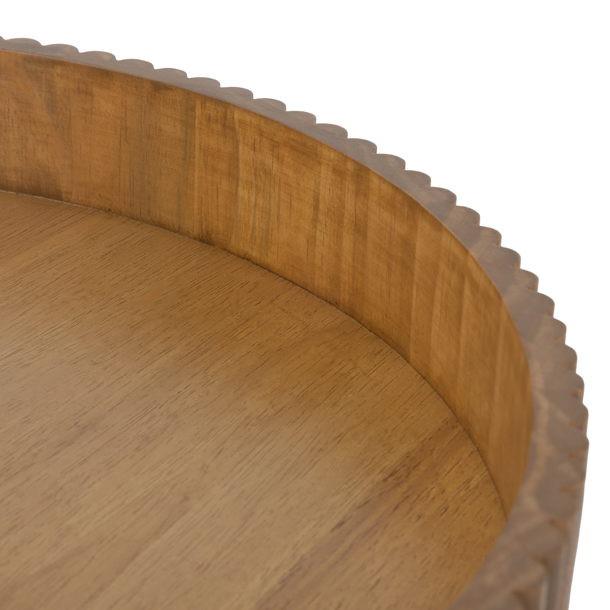 Better Homes & Gardens Ribbed Wood Decorative Tray, Honey Finish, 16.4"