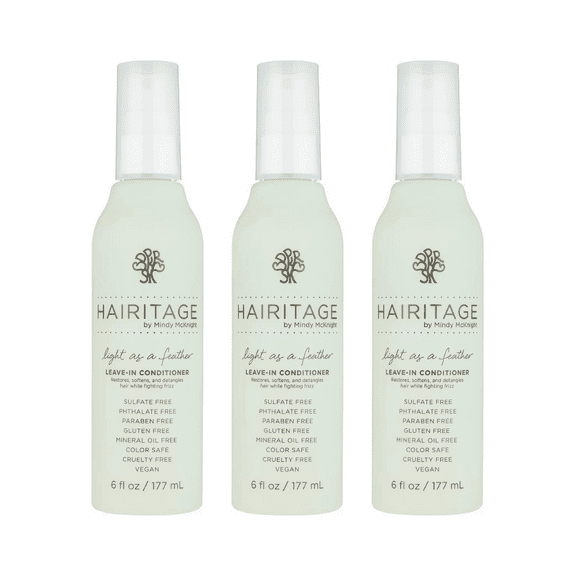 Hairitage Light as a Feather Detangling Leave-in Conditioner Spray, 6 fl oz (Pack of 3)