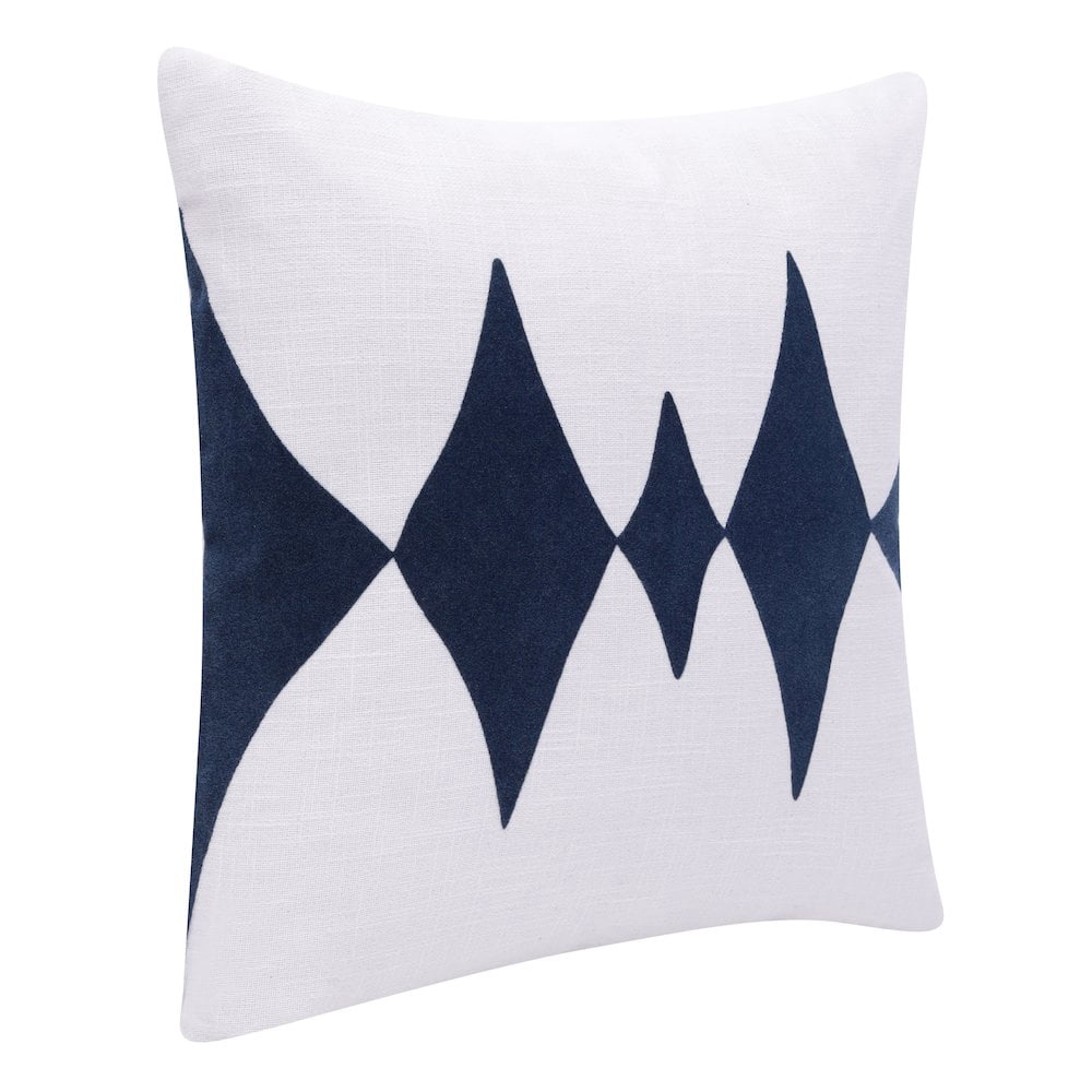 LR Home Stacy Garcia Cotton Blend Poly Filled Pillow in Blue/White, 20" x 20"
