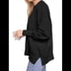 thumbnail image 2 of Suéteres de Murciélago Extragrandes para Mujer, Conjuntos de Otoño 2025, Suéteres de Cuello Redondo de Punto con Abertura Lateral, Tops de Moda. Negro L, 2 of 8