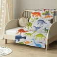 thumbnail image 2 of JEUXUS Hudson Unisex Plush Mink and Sherpa Blanket, Dinosaurs, One Size, 2 of 6