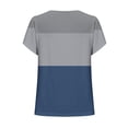 thumbnail image 5 of Dazajoo Color Block Short Sleeve Tops for Women Slant Collar Button V Neck Elegant Tunic Tee 2024 Womens Summer Sprited Csaual Shirts,Blue,S, 5 of 5