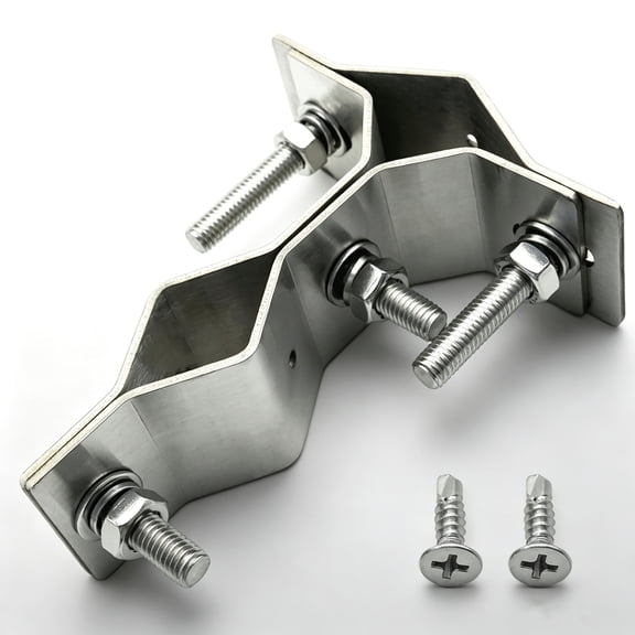 Heavy Duty Stainless Double Antenna Mast Mount Clamp – Pole to Pole Pipe Connector for Outdoor TV Antenna, Flagpole, Pipeline Mounting, Fits 1”-2” & 0.93”-1.4” Diameter