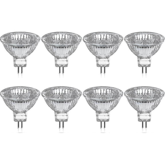 MYRIAD Pack Of 8 Halogen Bulbs Gu5.3 Mr16 35w 12v Dimmable - Warm White 2800k, 400 Lumens, Glass Cover