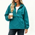thumbnail image 3 of Women's Hooded Half-Zip Wind Jacket Ghalytn Drawstring Hem Loose Casual Pullover Outerwear with Pockets, 3 of 7