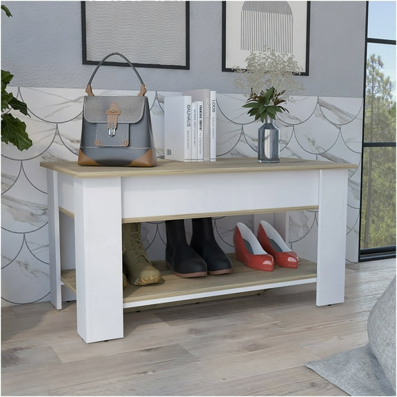 JERFIT Modern Extendable Storage Console Table with Lift Top, Sofa Table with Lower Shelf for Entryway, Hallway, Living Room, Multicolor