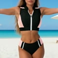 thumbnail image 5 of Xdegoge Two Piece Swimsuit for Women, High Waisted Bikini Set with Zipper Front and Color Block, Adjustable Straps, Beach Vacation Swimwear, 5 of 8